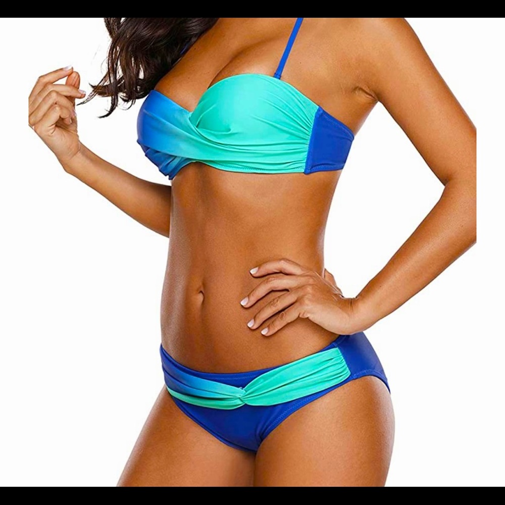 Bikini royal blue and mint green